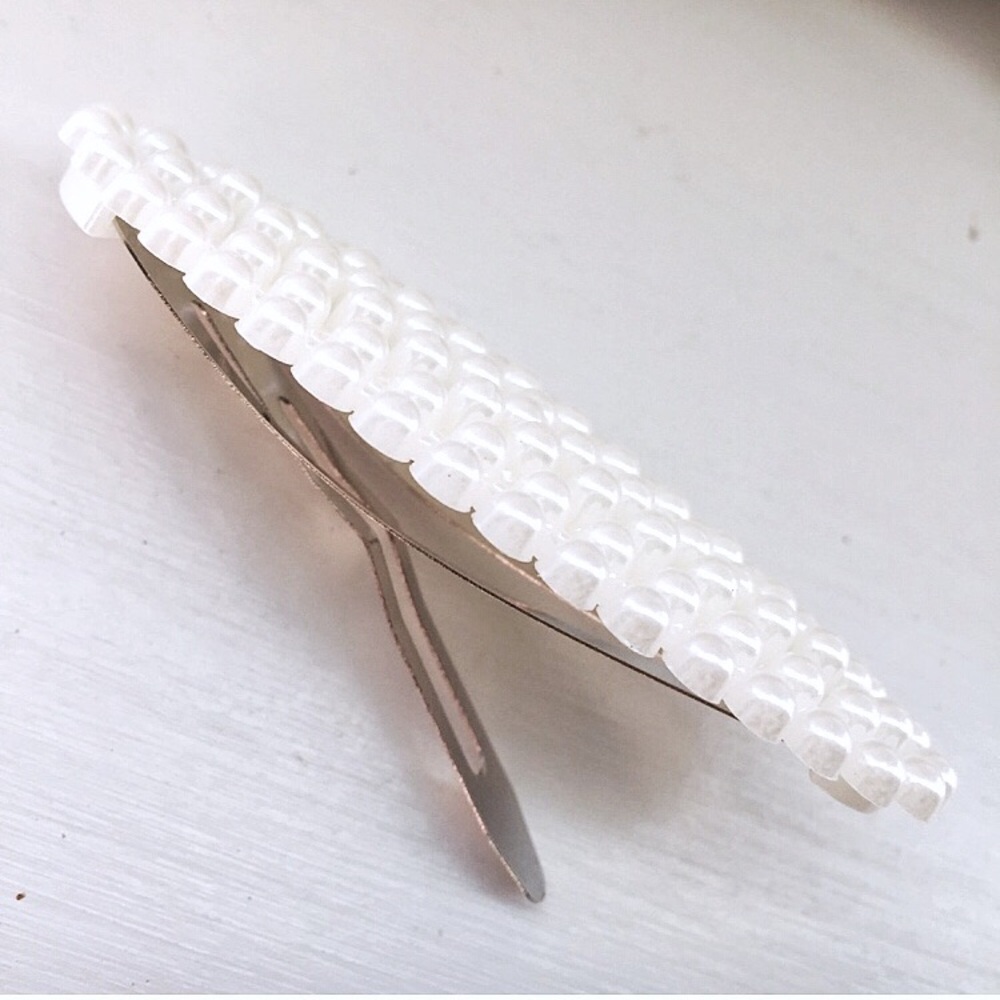 ⚜️[𝟯/$𝟭𝟯]⚜️Silver Pearl Hair Clip Barrette NEW - Picture 7 of 8